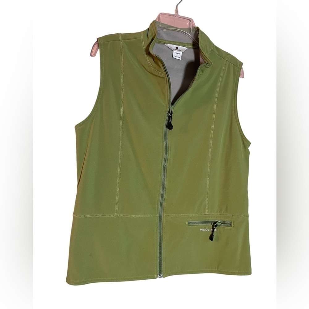 Woolrich women’s‎ vest green zippered jacket base layer Lagen look pockets Large